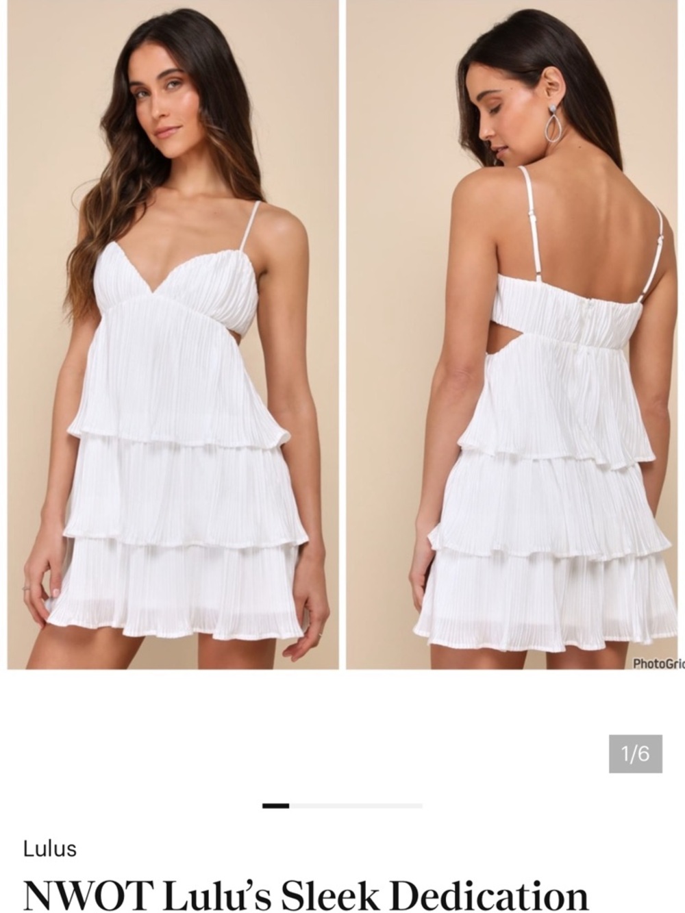 Lulu's White Pleated Tiered Spaghetti-Strap Mini Dress